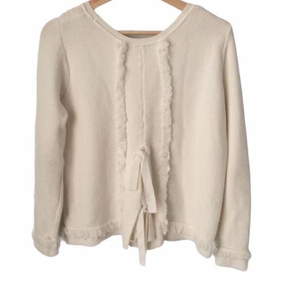 Olivia & Warren Fringed Bow Back Sweater in Small - Picture 2 of 9